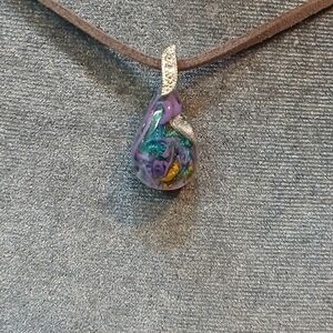 Handcrafted Purple Glass Teardrop Pendant Necklace